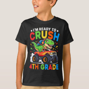 4th Grade Ck To School Dinosaur T Rex Monster Truc T-Shirt
