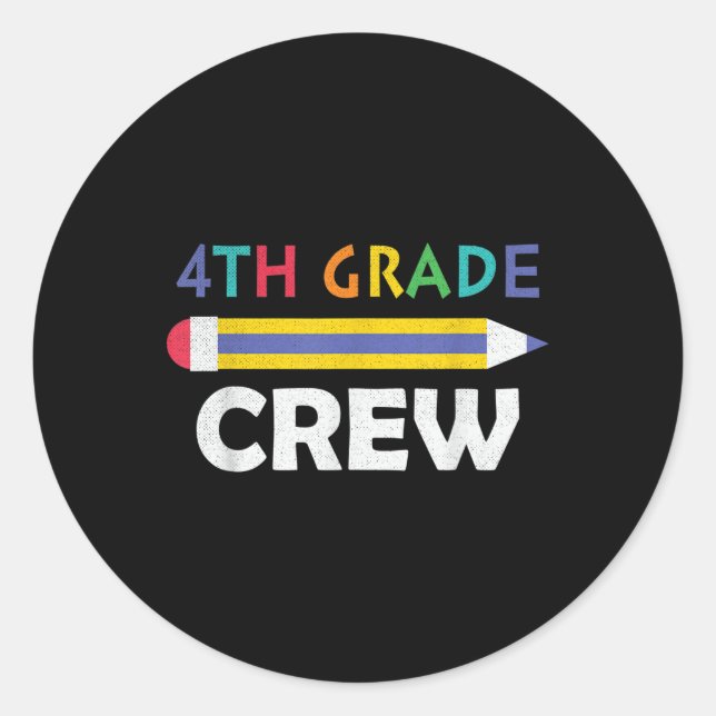 4th Grade Crew Cute Back To School  Classic Round Sticker (Front)