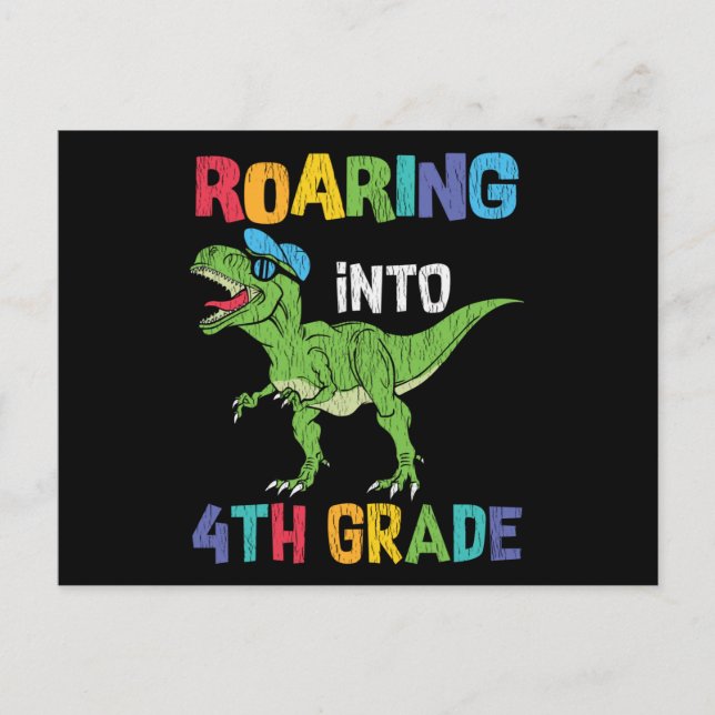 4th Grade Dinosaur First Day School Student Gift Postcard (Front)