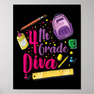 4th Grade Diva First Day Of School Girl Clothes Gi Poster