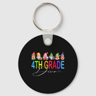 4th Grade Diva Gnomes Back To School Keychain