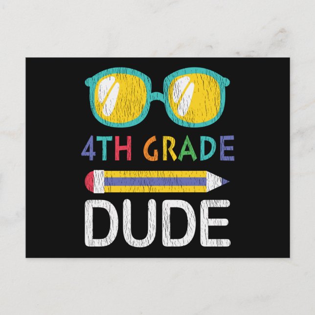 4th Grade Dude Back To School Student Boy Gift Postcard (Front)