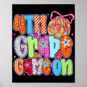 4th Grade Game On Basketball Sports Boys Kids Back Poster