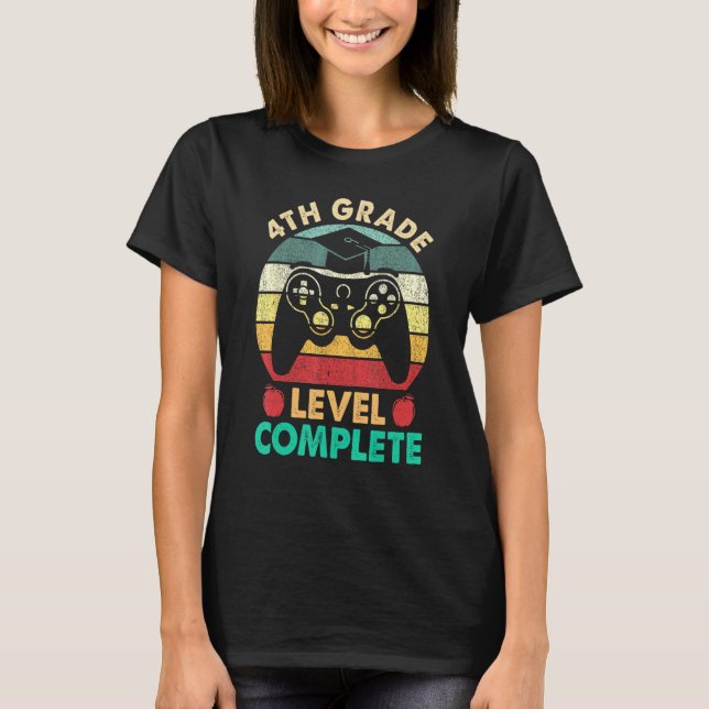 4th Grade Graduation Level Complete Video Gamer St T-Shirt (Front)