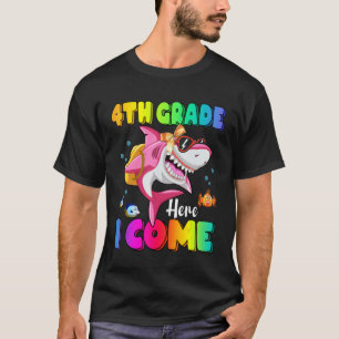4th Grade Here I Come Shark Backpack Back To Schoo T-Shirt