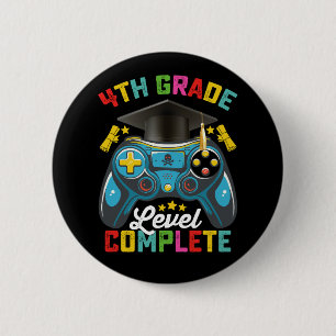 4th Grade Level Complete Graduation Gaming Gamer 2 Inch Round Button