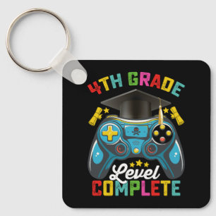 4th Grade Level Complete Graduation Gaming Gamer Keychain