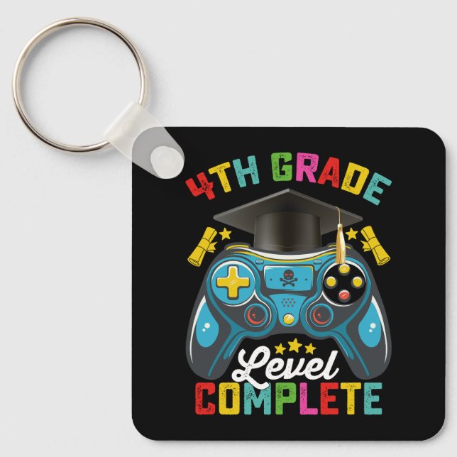 4th Grade Level Complete Graduation Gaming Gamer Keychain (Front)