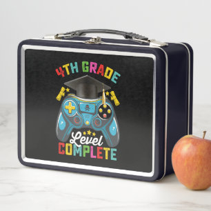 4th Grade Level Complete Graduation Gaming Gamer Metal Lunch Box