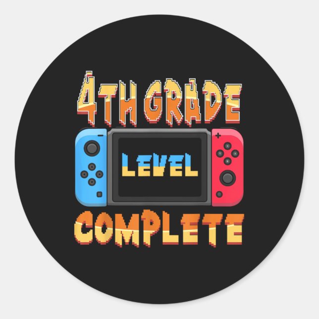 4th Grade Level Complete Last Day Of School Gradua Classic Round Sticker (Front)