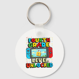 4th Grade Level Unlocked Funny Gamer Boys Back To Keychain