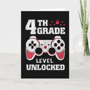 4th Grade Level Unlocked Gamer Back To School Kids Card