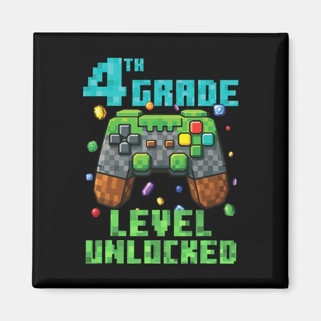 4th Grade Level Unlocked Gamer Controller Back To  Magnet (Front)