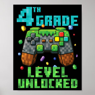 4th Grade Level Unlocked Gamer Controller Back To Poster