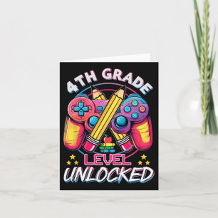 4th Grade Level Unlocked Video Game Back To School Card