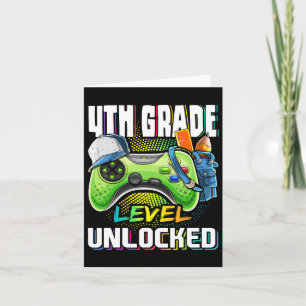 4th Grade Level Unlocked Video Game Back To School Card