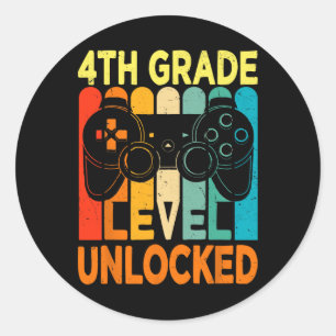 4th Grade Level Unlocked Video Game Back To School Classic Round Sticker