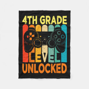 4th Grade Level Unlocked Video Game Back To School Fleece Blanket