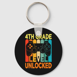 4th Grade Level Unlocked Video Game Back To School Keychain