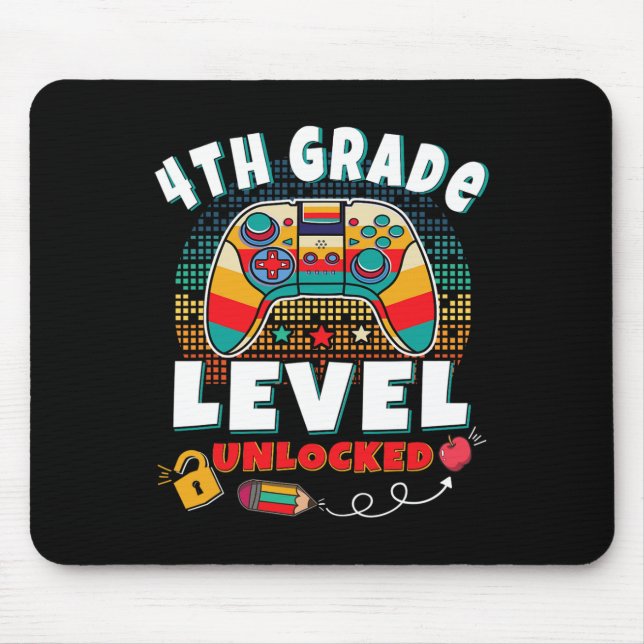 4th Grade Level Unlocked Video Game Byck To School Mouse Pad (Front)