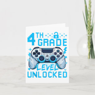 4th Grade Level Unlocked Video Game First Day Boy  Card
