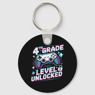 4th Grade Level Unlocked Video Game First Day Boy Keychain