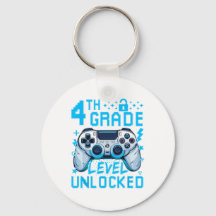 4th Grade Level Unlocked Video Game First Day Boy Keychain