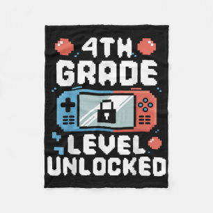 4th Grade Level Unlocked Video Game Gifts Back To Fleece Blanket