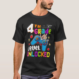 4Th Grade Level Unlocked Video Gamer Boys Back To T-Shirt