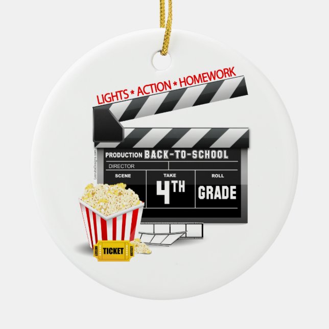 4th Grade Movie Clapboard Ceramic Ornament (Front)