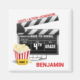 4th Grade Movie Clapboard Personalized Magnet
