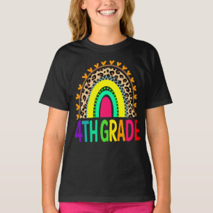 4th Grade Rainbow Leopard Back To School T-Shirt