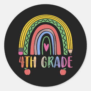 4th Grade Rainbow Teacher Team Fourth Grade Squad Classic Round Sticker
