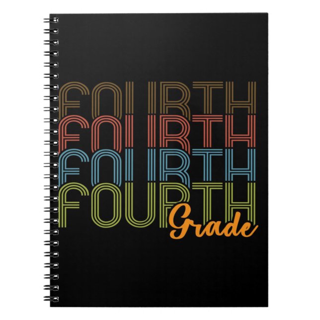 4th Grade Retro Fourth Grand |School Gift Notebook (Front)