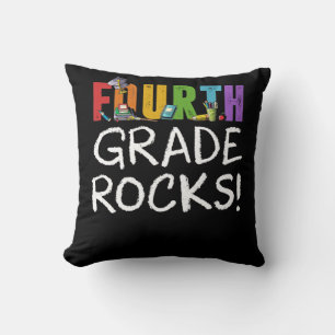 4th Grade Rocks Back To School Student Kid Teacher Throw Pillow