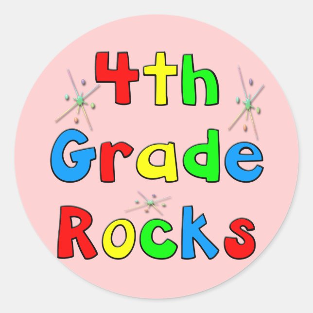 4th Grade Rocks Classic Round Sticker (Front)