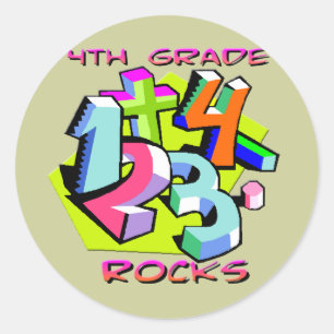 4th Grade Rocks - Numbers Classic Round Sticker