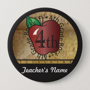 4th Grade Rocks Vintage Style 4 Inch Round Button