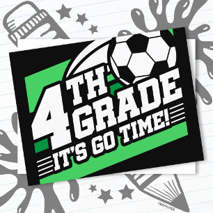 4th Grade Soccer Football First Day Back To School Postcard