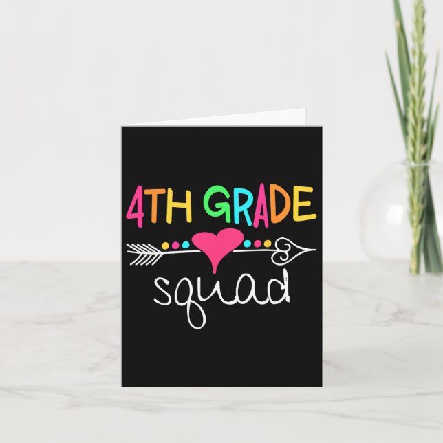 4th Grade Squad Fourth Teacher Student Team Back T Card (Front)