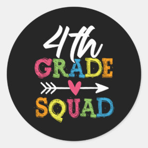 4Th Grade Squad Fourth Teacher Student Team Back T Classic Round Sticker