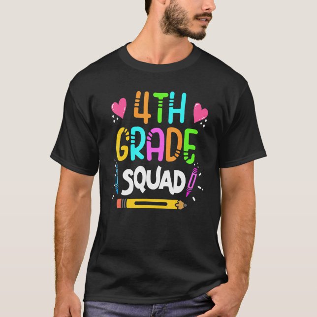 4th Grade Squad Fourth Teacher Student Team Back T T-Shirt (Front)