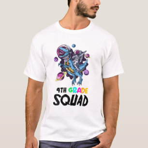 4Th Grade SQUAD Funny Astronaut Riding Rex Teacher T-Shirt