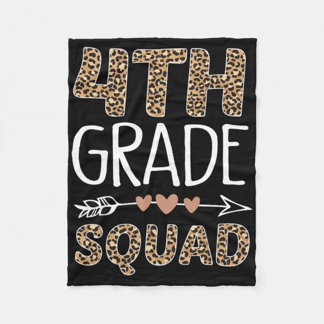 4th Grade Squad Leopard Teacher Student  Fleece Blanket (Front)