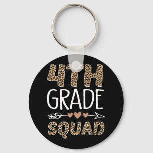 4th Grade Squad Leopard Teacher Student Keychain