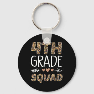 4th Grade Squad Leopard Teacher Student  Keychain