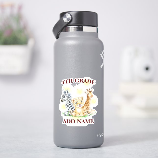 4th Grade Squad Neon wild Zoo Back To School (HydroFlask)