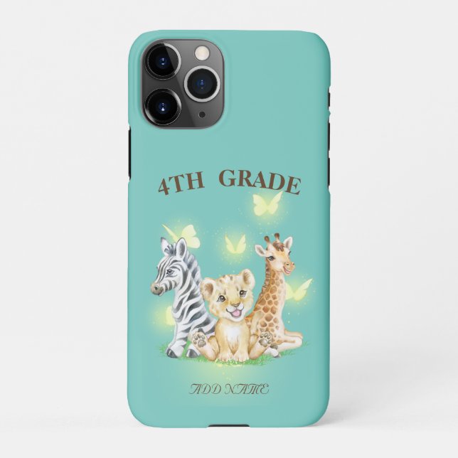 4th Grade Squad Neon wild Zoo Back To School iPhone Case (Back)