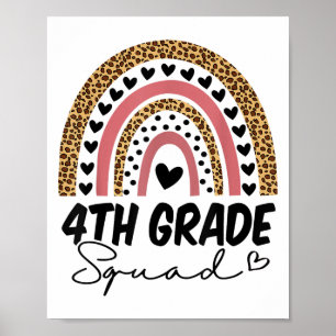 4th Grade Squad Rainbow Funny Back To School Fourt Poster