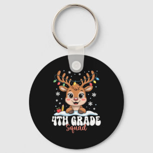 4th Grade Squad Reindeer Christmas Lights Cute Win Keychain